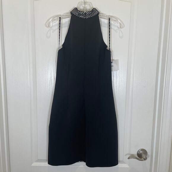 Sho by Tadashi Shoji Bodycon Dress Mock Neck Silver Sequin Netted Black NWT 8 - Picture 7 of 7